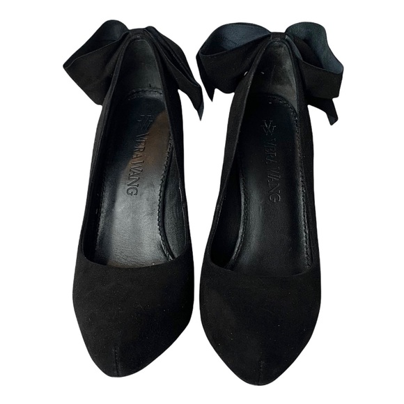 VERA WANG Lavender Label “Jane” Bow Back Black Suede Pump 6 - Picture 3 of 10